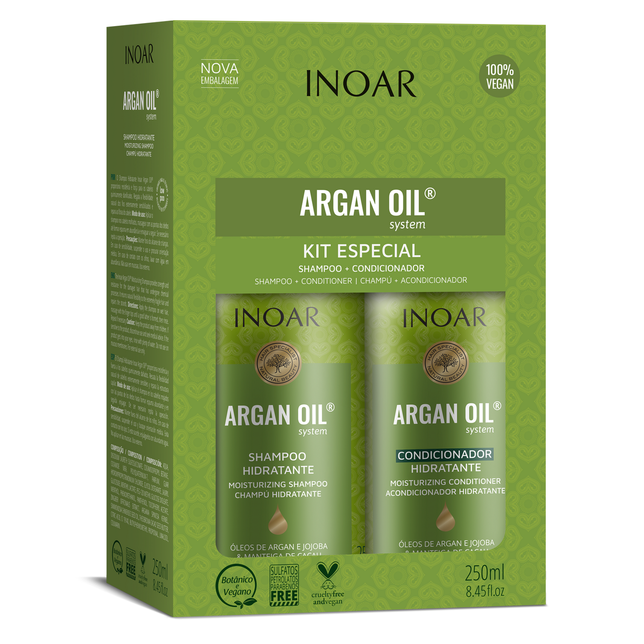 INOAR Argan Oil Duo Kit - intensīvi mitrinošs komplekts ar argana eļļu 2x250 ml