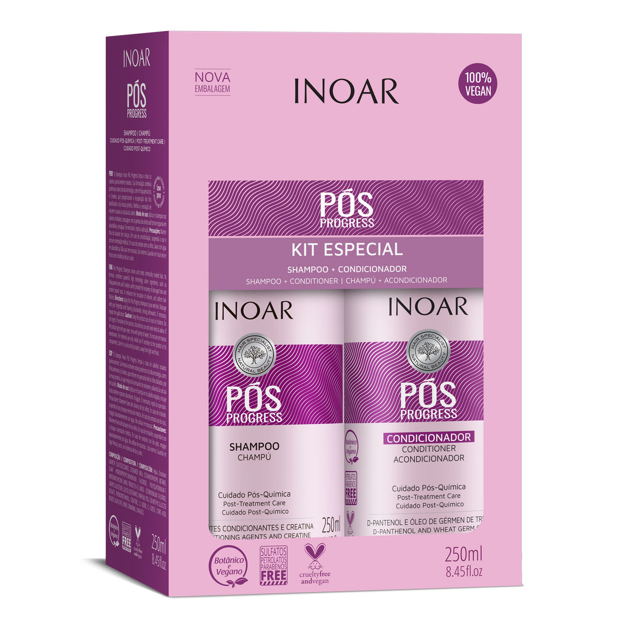 INOAR Pos Progress Duo Kit - komplekts pēc keratīna taisnošanas procedūrām 2x250 ml