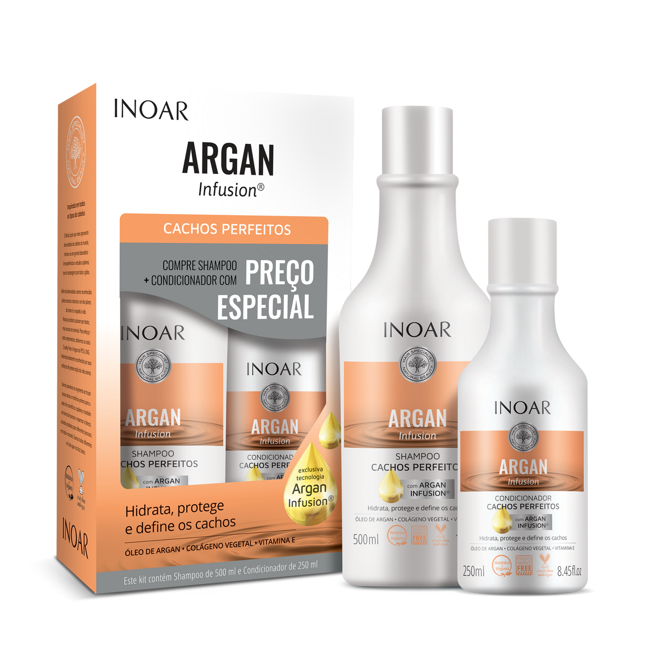 INOAR Argan Infusion Perfect Curls Duo Kit - komplekts viļņainiem un cirtainiem matiem 500 ml+250 ml