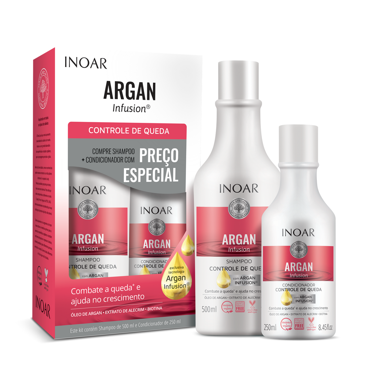 INOAR Argan Infusion Loss Control Duo Kit - līdzekļi pret matu izkrišanu 500 ml+250 ml