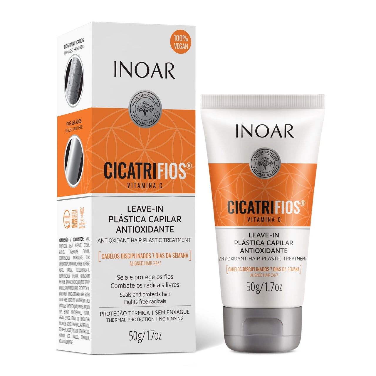 INOAR CicatriFios Vitamin C Leave-in - neizskalojams balzams ar C vitamīnu 50 ml