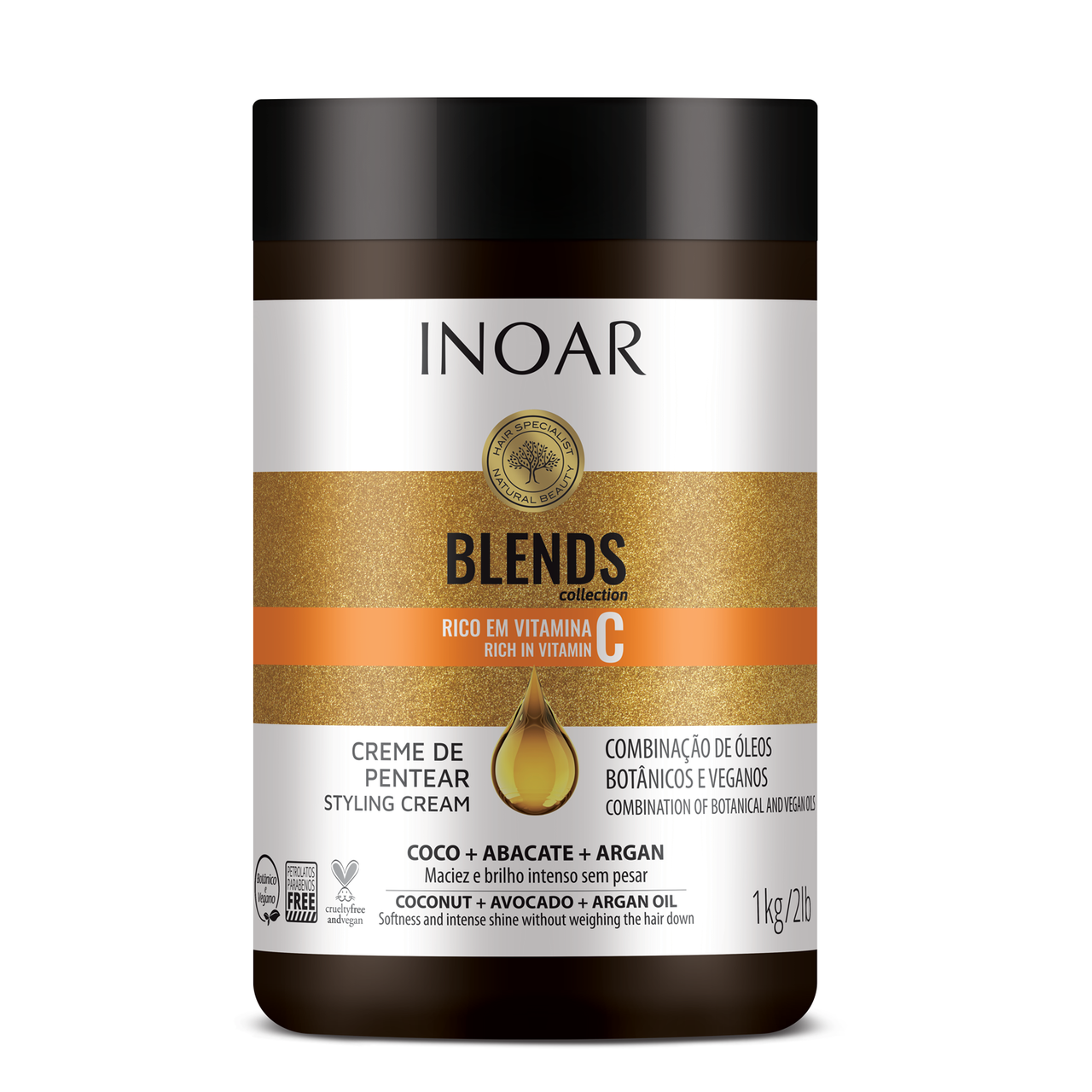 INOAR Blends Styling Cream - matu veidošanas krēms ar C vitamīnu 1000 g