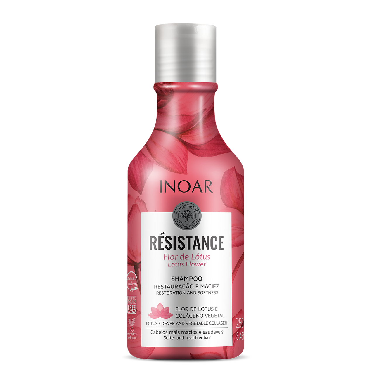 INOAR Resistance Flor de Lotus Shampoo - atjaunojošs spīdumu piešķirošs šampūns 250 ml