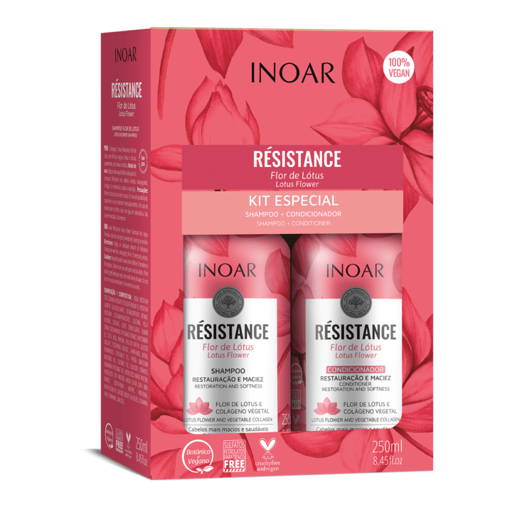 INOAR Resistance Flor de Lotus Duo Kit - matu mitrināšanas komplekts 2x250 ml