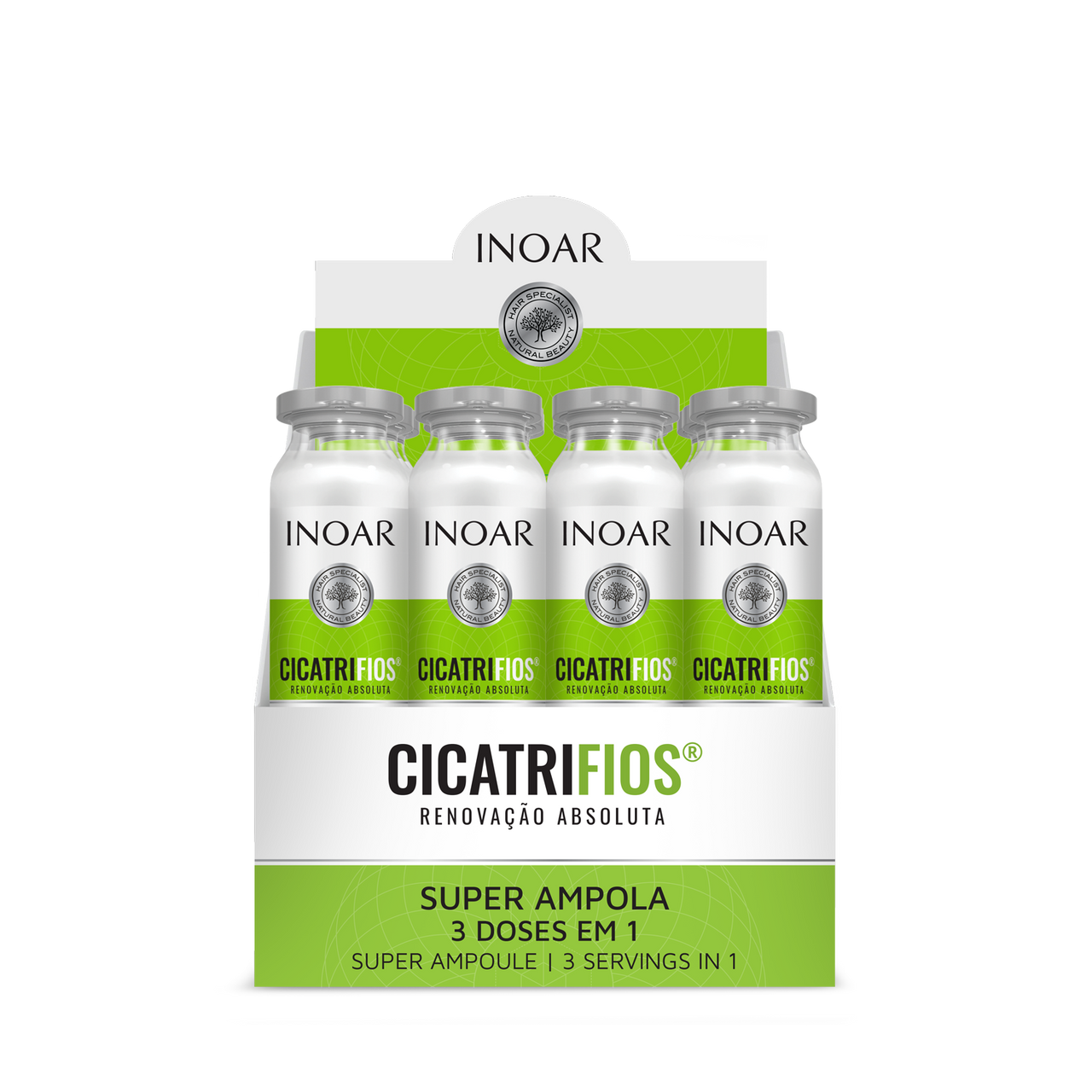 INOAR CicatriFios Super Ampoule - matu struktūru atjaunojoša ampula 12x45 ml