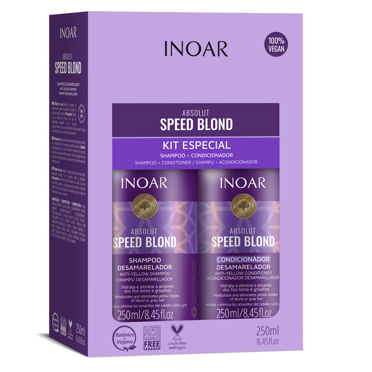 INOAR Absolut Speed Blond Duo Kit - instrumentu komplekts blondiem matiem 2x250 ml